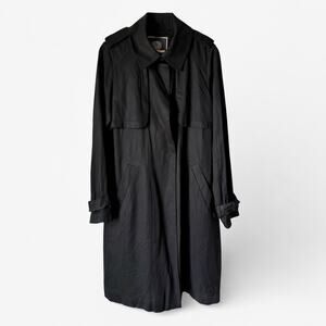 Vince Camuto Soft Black Fabric Single-Breasted Trench Coat Vented Women's Small